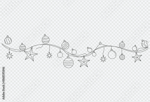 Beautiful christmas decoration with bauble and star on transparent background