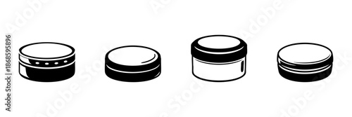 Cosmetic Cream Jars In Hand Drawn Style Set. Skincare, Beauty Product Packaging Doodle Sketch Collection. Personal Care Containers. Isolated Vector Illustration