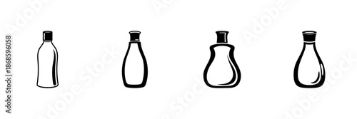 Various Bottle Shapes In Hand Drawn Style Set. Beverage Packaging, Cosmetic Containers, Liquid Storage Doodle Sketch Collection. Versatile Design Elements. Isolated Vector Illustration