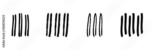 Vertical Line Patterns In Hand Drawn Style Set. Abstract Minimalist Design, Artistic Expression, Creative Doodle Sketch Collection. Isolated Vector Illustration