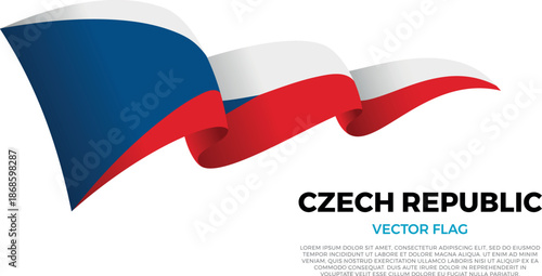 Flag of Czech Republic. Czech and European Culture. Shining flag with realistic shadows waving in three layers. The elegant curves and realistic shading create a sense of motion