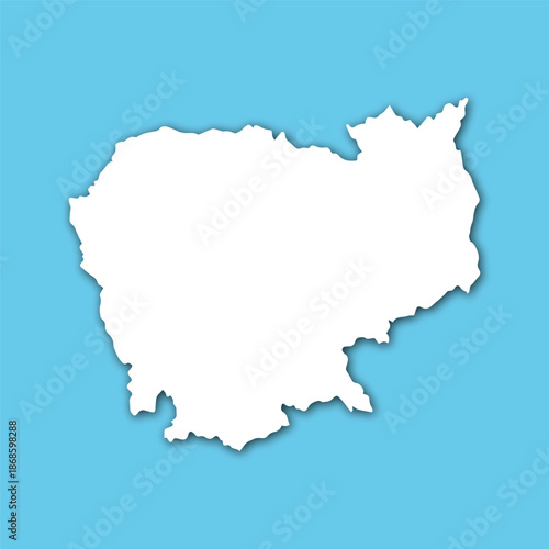 A white silhouette of a region against a blue background viewed from directly above
