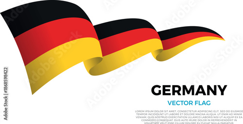 Flag of Germany. German and North European Culture. Shining flag with realistic shadows waving in three layers. The elegant curves and realistic shading create a sense of motion