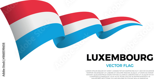 Flag of Luxembourg. Luxembourger and European Culture. Shining flag with realistic shadows waving in three layers. The elegant curves and realistic shading create a sense of motion