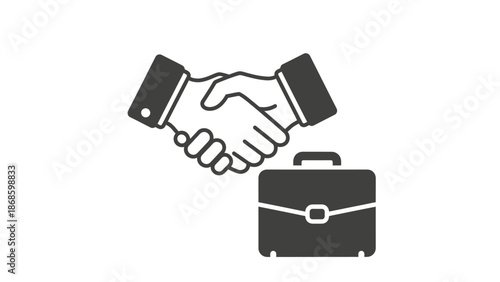 Business Handshake and Briefcase Symbolizing a Successful Business Deal or Partnership Agreement, on an Isolated White Background.