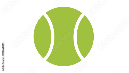 Bright Green Tennis Ball with White Seams, a Classic Sports Equipment Icon, on an Isolated White Background.