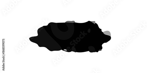 3D vector illustration of an isolated black sea urchin and seashell silhouette on a white background representing a geographic map symbol or abstract country state icon