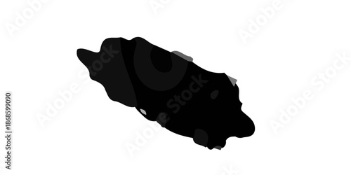 Isolated black sea shell and urchin silhouette illustration featuring a vector map outline of a European nation shape on a white 3d geography icon