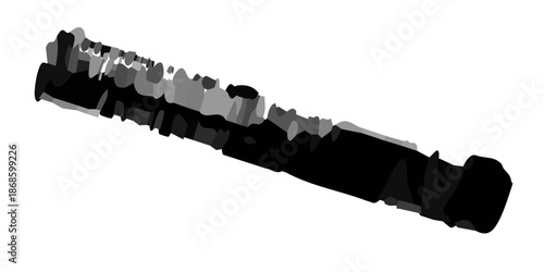3D illustration of sharp steel razor blade technology and black domino pieces isolated on white background as business equipment tools