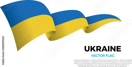 Flag of Ukraine. Ukrainian and East European Culture. Shining flag with realistic shadows waving in three layers. The elegant curves and realistic shading create a sense of motion
