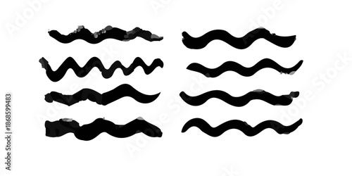 Vector illustration of a sharp steel razor blade isolated on a white background with a seamless black line art pattern and blue wave design elements