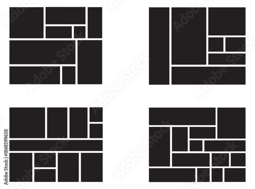 Geometric layout frames set featuring multiple rectangular divisions for content organization