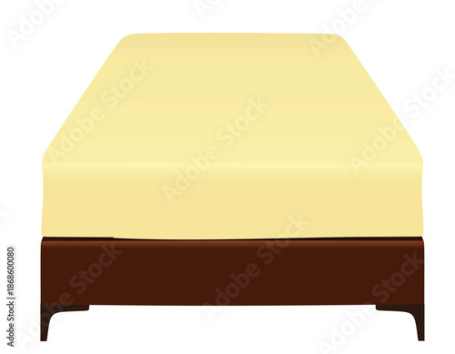 Brown single bed. vector illustration