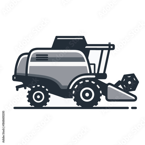Combine Harvester as a simple single icon logo, line art, vector illustration , isolated on transparent background 