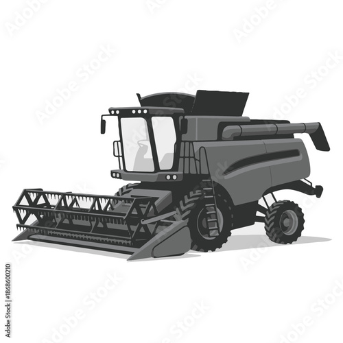Combine Harvester as a simple single icon logo, line art, vector illustration , isolated on transparent background 