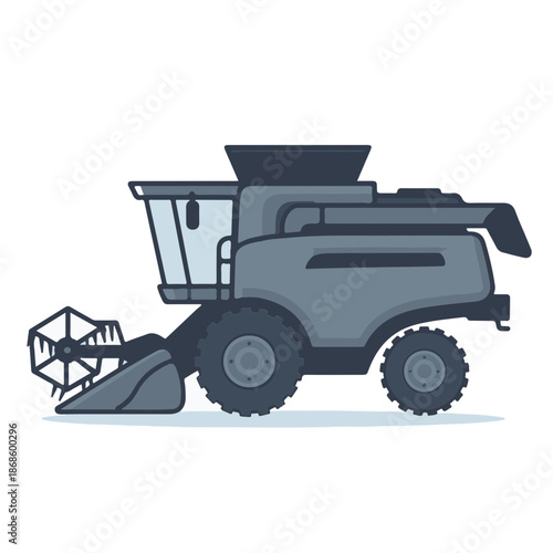 Combine Harvester as a simple single icon logo, line art, vector illustration , isolated on transparent background 