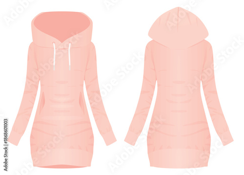 Pink hoodie dress. vector illustration