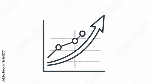Illustration of upward trending graph with data points and arrow indicating growth and progress