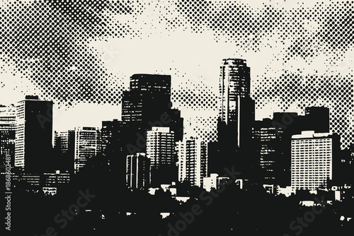 Hand-drawn city skyline vector illustration. Retro engraving style city for creative design. Eps 10