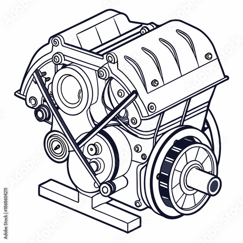 Illustrated car engine diagram