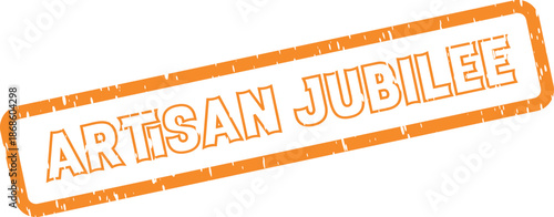 Orange textured Artisan Jubilee rubber stamp celebrating craftsmanship and special events