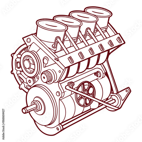 Illustrated v8 engine diagram