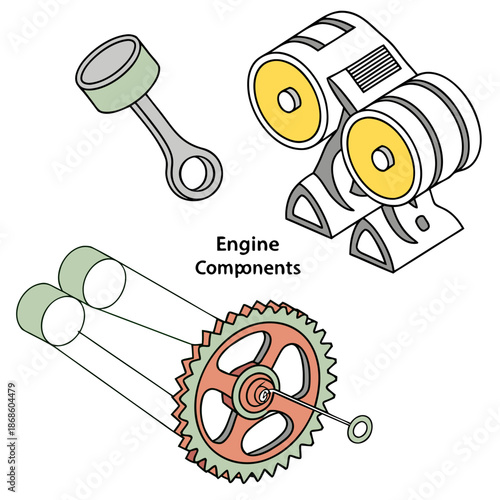 Illustration of engine components