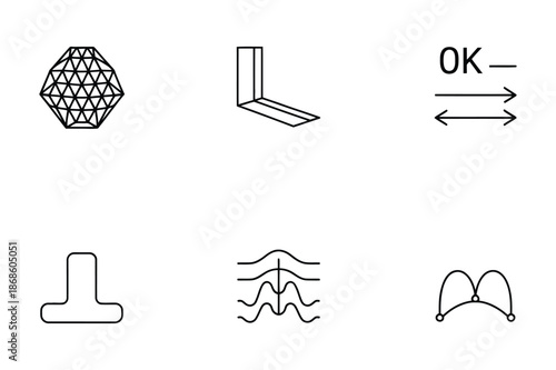 Geometric Engineering and Measurement Vector Line Icons