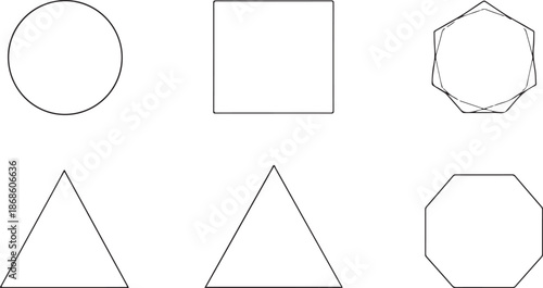 Simple geometric shapes including a circle square triangle and octagon geometry
