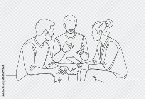 Group of people sitting together and discussing something with each other in a meeting or casual gathering