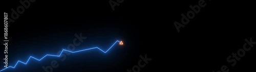 Abstract neon arrow growth , success concept. Profit growing icon animation. Growing business graph symbol .On black background.