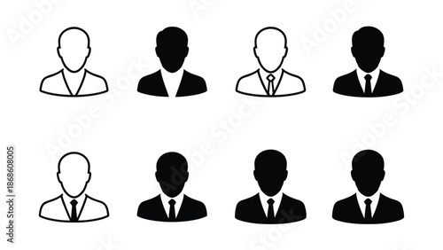 Business User Avatar Profile Icons Set Professional Silhouette Vector