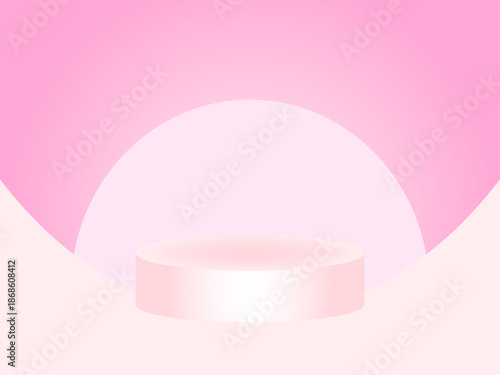 Modern 3D pink cylinder podium isolated on white background minimal scene for product display mockup showcase fashion cosmetics abstract geometric stage presentation