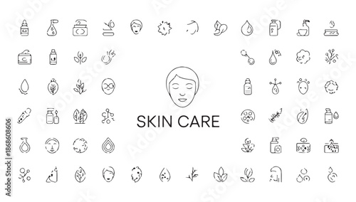 Cosmetic chemistry icons set with ph levels uv protection molecular structure and skin penetration