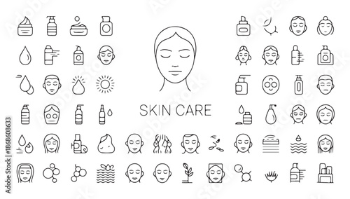 Collection of woman face icons for beauty and cosmetic industry representing diverse hairstyles