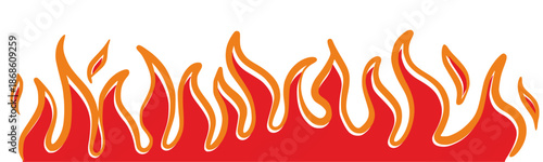 A horizontal hand-drawn doodle-style drawing depicting flames