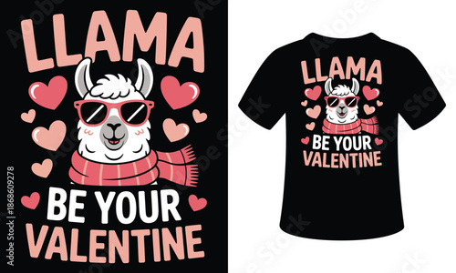 Llama valentine t-shirt design isolated