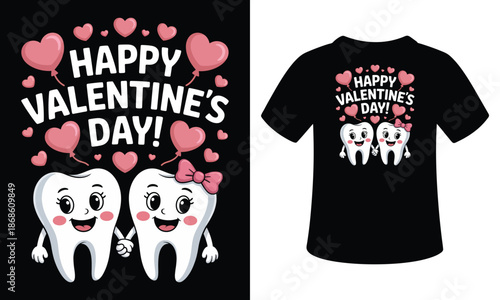 Valentine's day teeth t-shirt design isolated