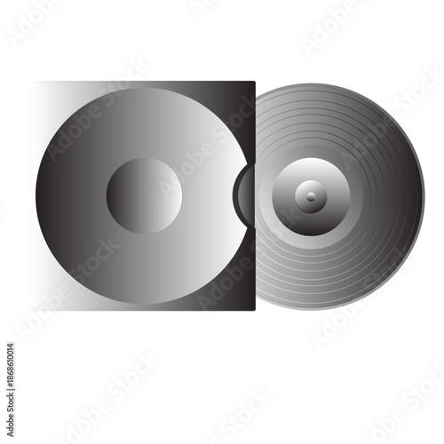 Retro vinyl record, vintage vinyl record isolated on white background. Vector, designer illustration