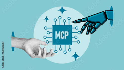 Schilderij op canvas MCP Model Context Protocol Concept for AI Systems with Structured Context Sharin
