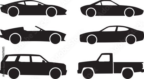 Car silhouettes set vector