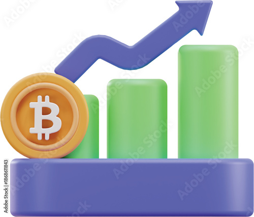 Bitcoin growth chart with rising arrow
