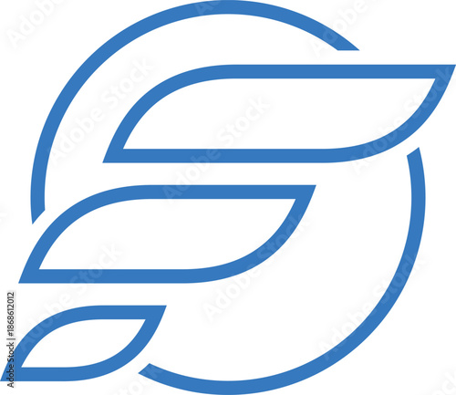 Blue flowing design logo element