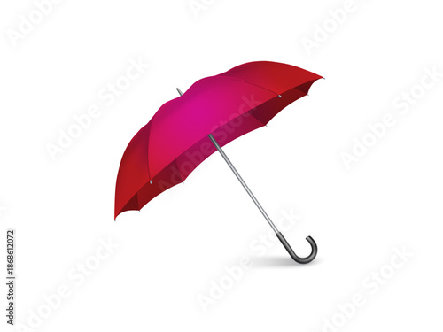 Elegant vector illustration of a classic open red umbrella isolated on white background for weather safety rain protection fashion and seasonal design