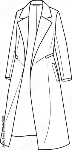 silhouette of clean vector of Linear Veil Coat isolated on white background