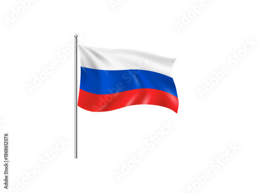 Vector illustration of official national flag of Russia waving in the wind isolated on white background perfect for patriotic celebration and design