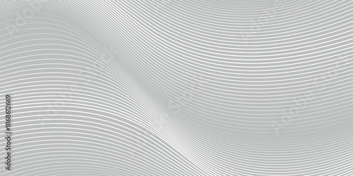 Gray wavy line background with a smooth gradient. The background features a flowing pattern with gray and white, creating a serene texture.