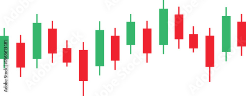 Candlestick chart with green and red bars on white background