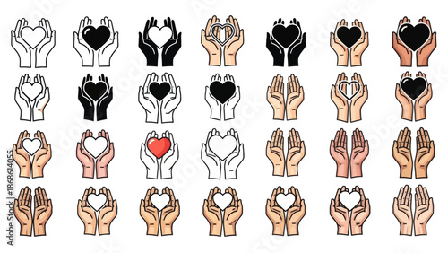 Hands Holding Heart: Love and Support Icons
