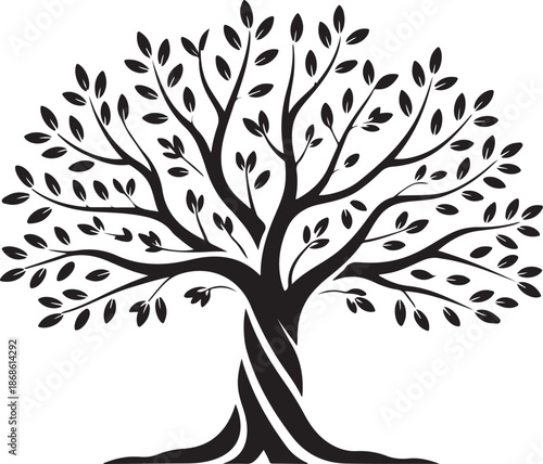 Olive tree silhouette icon isolated on white background